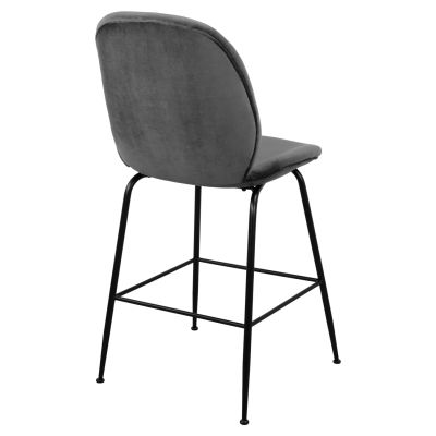 Бар стол Nora Velvet Grey & Black метална рамка HM8524.01 48x61x103 см