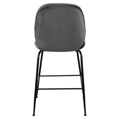 Бар стол Nora Velvet Grey & Black метална рамка HM8524.01 48x61x103 см