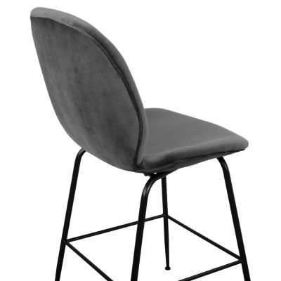 Бар стол Nora Velvet Grey & Black метална рамка HM8524.01 48x61x103 см