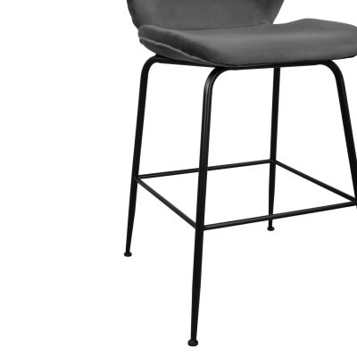 Бар стол Nora Velvet Grey & Black метална рамка HM8524.01 48x61x103 см