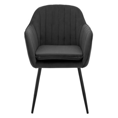 Armchair Sawyer Velvet Grey with black legs HM8523.11 53x60x76cm