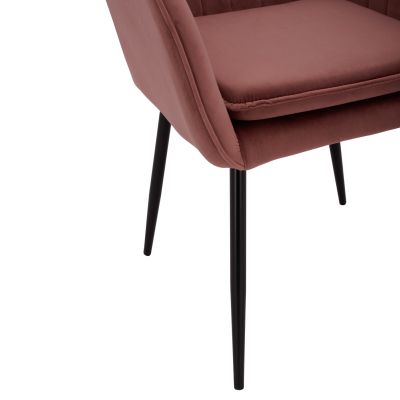 VELVET ARMCHAIR SAWYER IN DUSTY PINK WITH BLACK LEGS HM8523.12 53x60x76cm