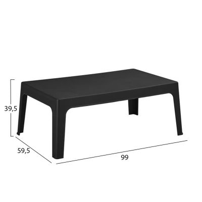RECTANGULAR COFFEE TABLE SLEEK HM6367.02 POLYPROPYLENE IN BLACK 99x59.5x39.5Hcm.