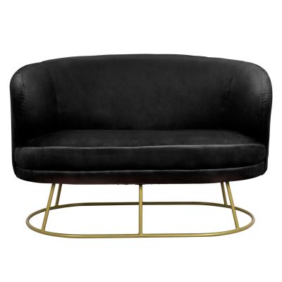 Диван 2 места Arien от Velver Black със златна основа HM8492.04 125Χ80Χ84cm