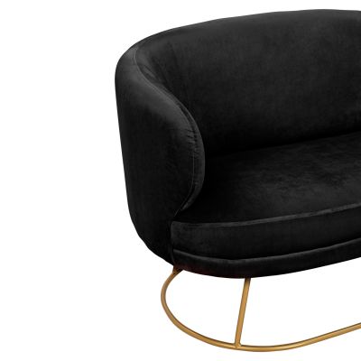 Диван 2 места Arien от Velver Black със златна основа HM8492.04 125Χ80Χ84cm