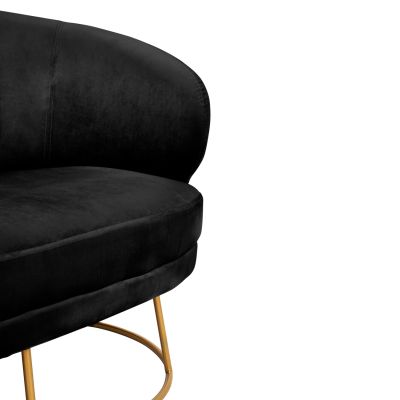 Диван 2 места Arien от Velver Black със златна основа HM8492.04 125Χ80Χ84cm
