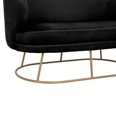 Диван 2 места Arien от Velver Black със златна основа HM8492.04 125Χ80Χ84cm