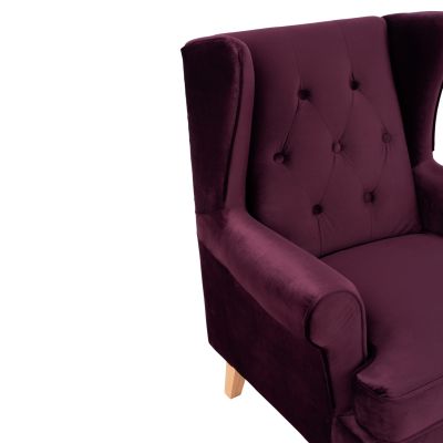 Armchair Purple Velvet Brandon 81x83x101cm HM3073.15