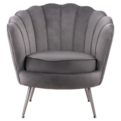 HM8493.01 Armchair, Grey Velvet, silver base 80x78x85cm