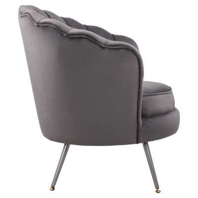 HM8493.01 Armchair, Grey Velvet, silver base 80x78x85cm