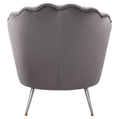 HM8493.01 Armchair, Grey Velvet, silver base 80x78x85cm
