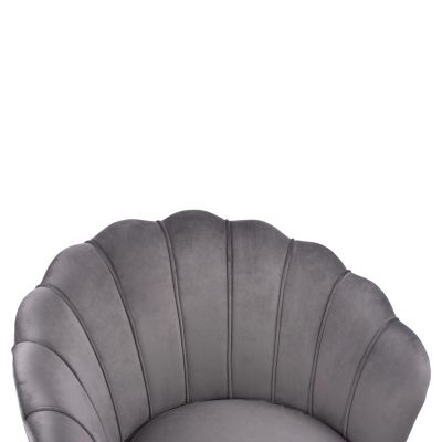 HM8493.01 Armchair, Grey Velvet, silver base 80x78x85cm