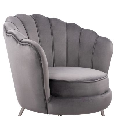 HM8493.01 Armchair, Grey Velvet, silver base 80x78x85cm