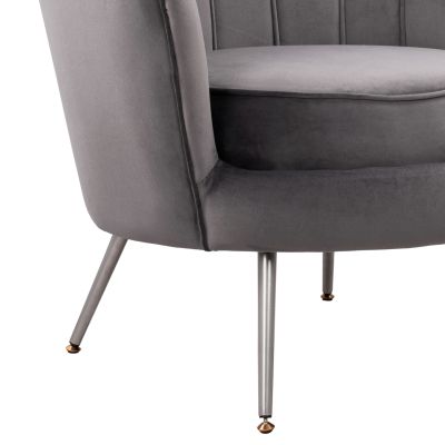 HM8493.01 Armchair, Grey Velvet, silver base 80x78x85cm