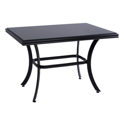 ALUMINUM DINING TABLE JAXEN HM5533.02 BLACK WITH TEMPERED GLASS TOP & TEXTILENE 120x70x78Hcm.