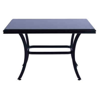 ALUMINUM DINING TABLE JAXEN HM5533.02 BLACK WITH TEMPERED GLASS TOP & TEXTILENE 120x70x78Hcm.
