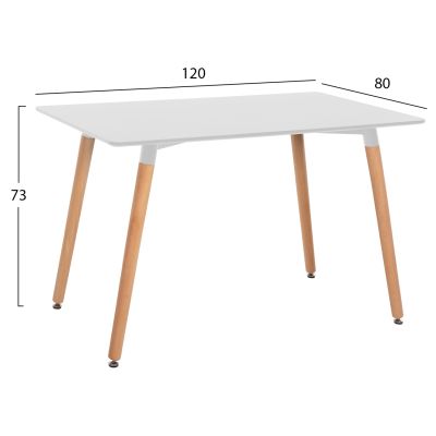 DINING SET 5PCS MINIMAL HM11767 WHITE MDF TOP-BEIGE FABRIC CHAIRS