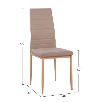 DINING SET 5PCS MINIMAL HM11767 WHITE MDF TOP-BEIGE FABRIC CHAIRS