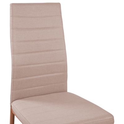 DINING SET 5PCS MINIMAL HM11767 WHITE MDF TOP-BEIGE FABRIC CHAIRS