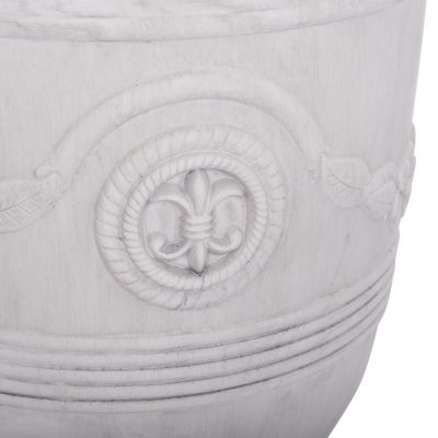 GARDEN PLANTERS WITH RELIEF DESIGNS SET 3PCS GARDENER HM4729 FIBERCLAY IN OFF WHITE Φ58x72.5Hcm.