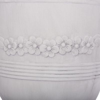 GARDEN PLANTERS WITH RELIEF DESIGNS SET 3PCS GARDENER HM4729 FIBERCLAY IN OFF WHITE Φ58x72.5Hcm.