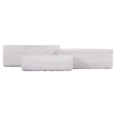 GARDEN PLANTERS RECTANGULAR SET 3PCS SERIES GARDENER HM4723 FIBERCLAY IN GREY 81x30x30Hcm.