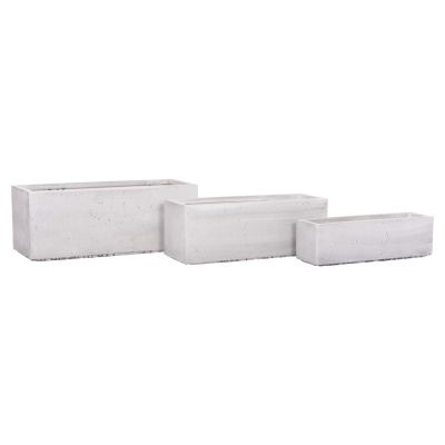 GARDEN PLANTERS RECTANGULAR SET 3PCS SERIES GARDENER HM4723 FIBERCLAY IN GREY 81x30x30Hcm.