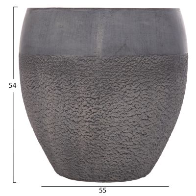 GARDEN PLANTERS SET 3PCS SERIES GARDENER ΗΜ4725 FIBERCLAY IN DARK CEMENT COLOR Φ55x54Hcm.