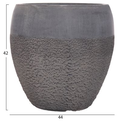GARDEN PLANTERS SET 3PCS SERIES GARDENER ΗΜ4725 FIBERCLAY IN DARK CEMENT COLOR Φ55x54Hcm.
