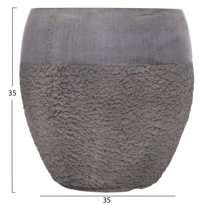 GARDEN PLANTERS SET 3PCS SERIES GARDENER ΗΜ4725 FIBERCLAY IN DARK CEMENT COLOR Φ55x54Hcm.