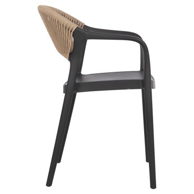 ARMCHAIR POLYPROPYLENE EVA HM6155.02 BLACK WITH BEIGE PP ROPE 56.5x53x80Hcm.