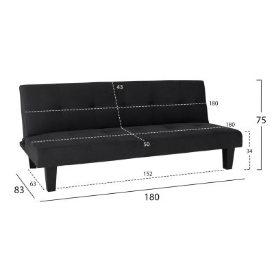 ДИВАН ОДЕСА HM3000.14 ЧЕРНО КАДИФЕ 180x83x75Hcm.