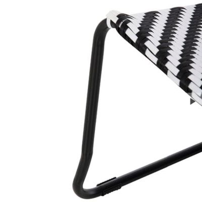 OUTDOOR LOUNGE SET 3PCS PONY HM21193 METAL COFFEE TABLE IN GREY--WICKER RATTAN IN BLACK & WHITE
