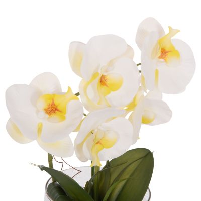 DECORATIVE SYNTHETIC PLANT HM4738 PHALAENOPSIS FLOWER IN GLASS POT 12x24x30Hcm.