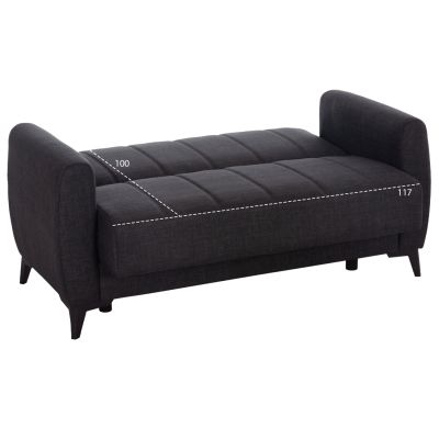 SOFA-BED 2-SEATER WITH STORAGE SPACE NIKKO HM3293.01 GREY FABRIC 144x75x84Hcm.