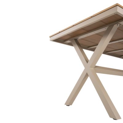 OUTDOOR DINING SET SAGA HM21196 TABLE & 4 DINING CHAIRS-ALUMINUM & POLYWOOD--CHAMPAGNE COLOR