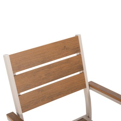 OUTDOOR DINING SET SAGA HM21196 TABLE & 4 DINING CHAIRS-ALUMINUM & POLYWOOD--CHAMPAGNE COLOR