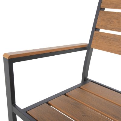 OUTDOOR DINING SET TABER HM21198 TABLE & 6 DINING CHAIRS-ALUMINUM & POLYWOOD--ANTHRACITE COLOR