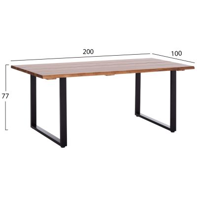 OUTDOOR DINING TABLE FRIGGO HM6298.02 ACACIA WOOD 2.6cm thick--METAL LEGS 200x100x76Hcm