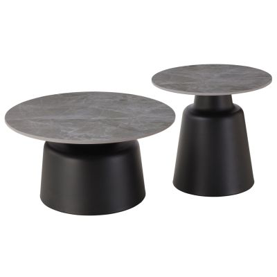 COFFEE TABLES RINKON HM18263.03 CERAMIC TOPS- GREY MARBLE LOOK Φ50cm & Φ70cm