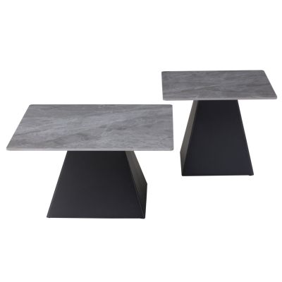 COFFEE TABLES QUBER HM18260.03 CERAMIC TOPS- GREY MARBLE LOOK--SQUARE