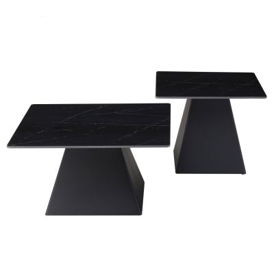 COFFEE TABLES QUBER HM18260.02 CERAMIC TOPS- BLACK MARBLE LOOK--SQUARE