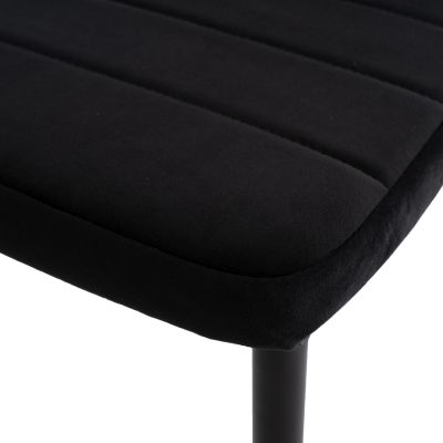 DINING SET 5PCS MINIMAL HM21173 MDF TOP IN BLACK--VELVET & METAL IN BLACK