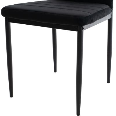 DINING SET 5PCS MINIMAL HM21173 MDF TOP IN BLACK--VELVET & METAL IN BLACK