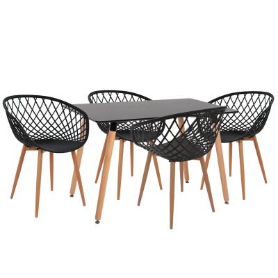 DINING SET 5PCS ARIADNE HM21174 MDF TOP & POLYPROPYLENE IN BLACK