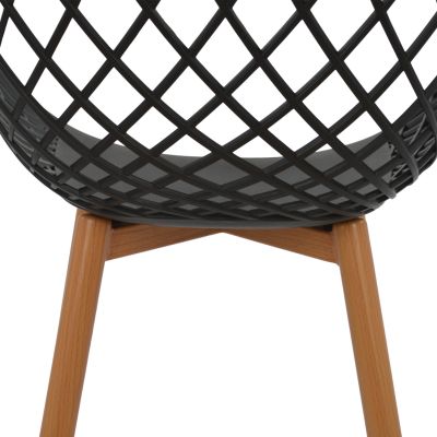 DINING SET 5PCS ARIADNE HM21174 MDF TOP & POLYPROPYLENE IN BLACK