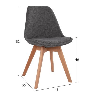 DINING SET 5PCS VEGAS HM21177 MDF TOP IN GREY--FABRIC IN GREY