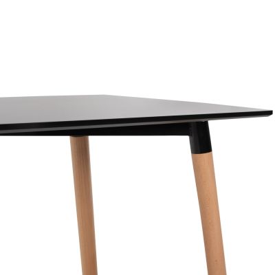 DINING SET 5PCS MINIMAL HM21178 MDF TOP IN BLACK-FRAMES IN NATURAL WOOD COLOR
