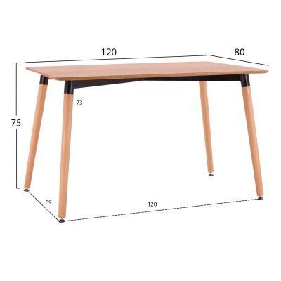 DINING SET 5PCS VANESSA HM21181 MDF TOP & FRAMES IN NATURAL WOOD COLOR-POLYPROPYLENE IN CAPPUCCINO