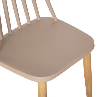 DINING SET 5PCS VANESSA HM21181 MDF TOP & FRAMES IN NATURAL WOOD COLOR-POLYPROPYLENE IN CAPPUCCINO